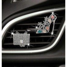 (E) 2pcs Car Air Vent Clip, Bling Crystal High Heel Shoe And Magic Bag Crystal Clips, Car Air Conditioning Decorative Car Interior - Pjun