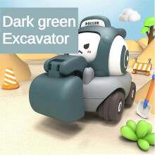 (Dark Green) Childrens Cartoon Toy Car Face Changing Whistle Inertia Back Pull Engineering Car Beach Home Fun Car Play Toy for Kids Gifts - Ri