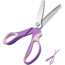 Pinking Scissors 23.5cm Professional Stainless Steel Sewing Scissors for Crafts, for Leather, Cotton, Paper, Fabric (purple) - DD