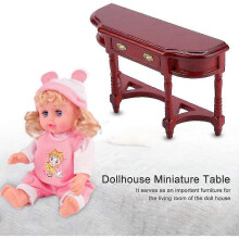 1:12 Scale Mini Dollhouse Half-Round Table Model Miniature Doll House Desk Furniture Wooden - DD01