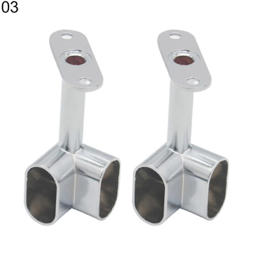 (3) 2pcs Alloy Ceiling Mounted Bracket Corner Wardrobe Rod Clothes Rail Lever Holder