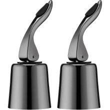 (Black) 2pcs Wine Stoppers For Wine Bottles, Stainless Vacuum Wine Bottle Stopper With Silicone Reusable Wine Corks, Leak Proof Keep Fresh - Ri