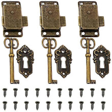 3 Pcs Cabinet Lock Antique Lock Decorative Furniture Lock with Key for Jewelry Box/wooden Box/drawer/cabinet/antique Boxbronze - DD