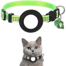 (Green)Waterproof Reflective Breakaway Cat Collar with Airtag Holder & Bell New Arrival S06