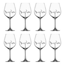 (8PCS) Red Wine Glasses With Shark Inside Goblet Glass Clear Glass Home Bar Party