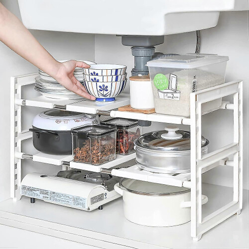 2-Tier Sink Storage Rack Detachable Extended Storage Rack Telescopic Storage Rack - DD01 2