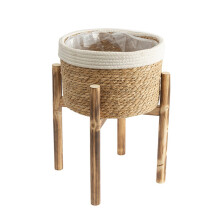 Hand Woven Straw Planter Basket for Indoor Plants, Natural Wicker Storage and Decorative Pot Cover