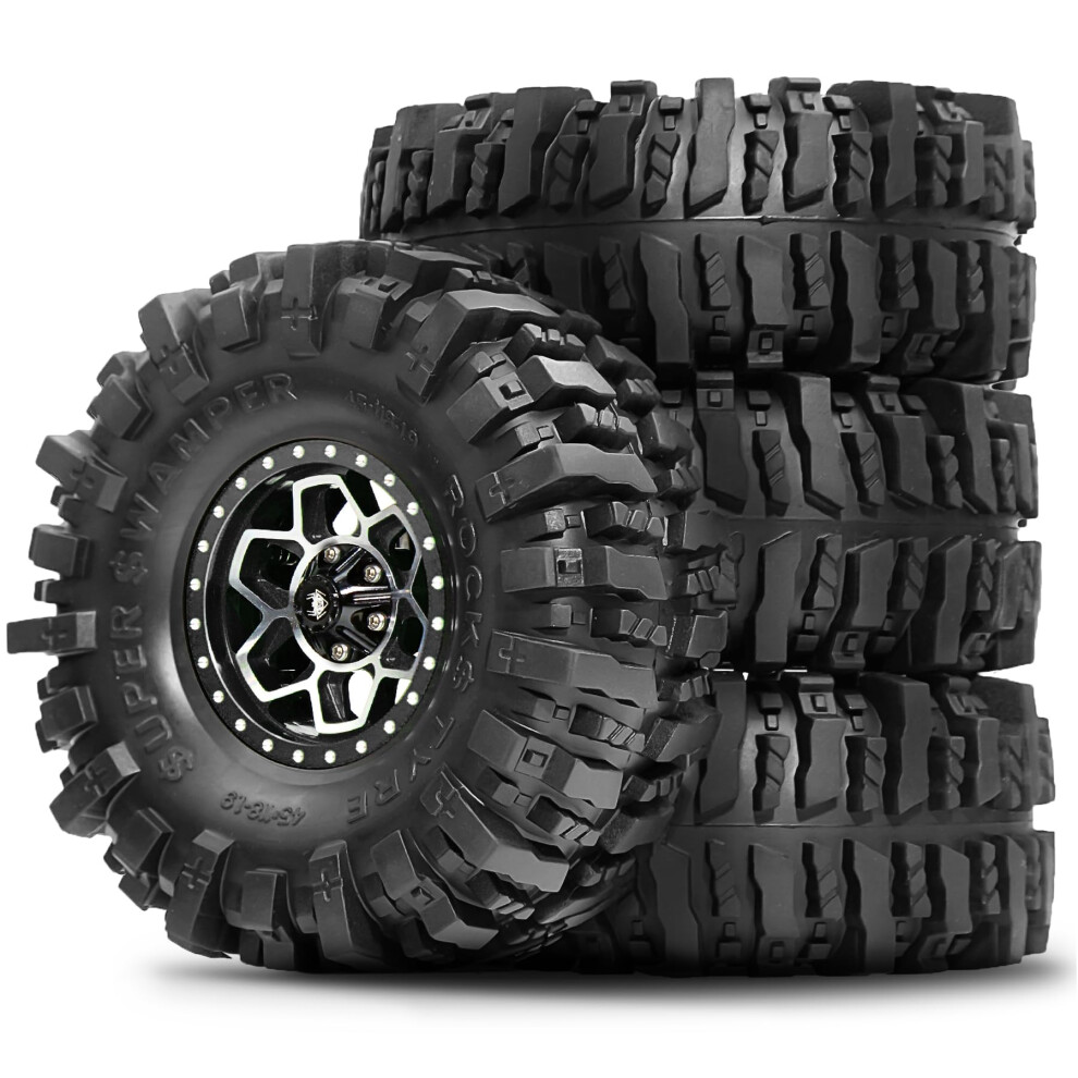 1.9 Rc Crawler Tires And Durable Beadlock Wheels Soft Grip Rubber For Trx4 Scx10 1/10 Black 9092120282511