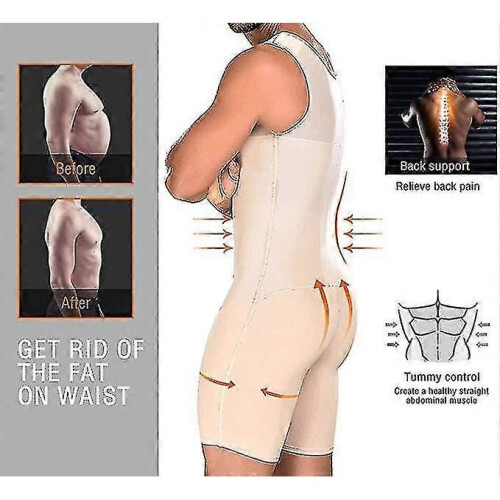 (3XL, Beige) Body Shaper For Men Slimming Compression Garment And Post Surgical Shapewear,plus Size 2