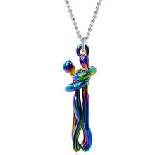 (Multicolor)Men Women Chain Necklace Cross Pendant Couple Love Hug Dance Gift