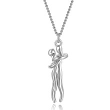 (Silver)Men Women Chain Necklace Cross Pendant Couple Love Hug Dance Gift