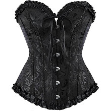 (*L,Black)Women's Overbust Sweetheart Lace Up Plastic Bones Corset Bustier Top New Arrival
