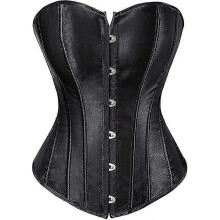(S,Black Top)Women's Overbust Sweetheart Lace Up Plastic Bones Corset Bustier Top New Arrival