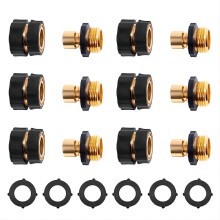 3/4 Inch Garden Hose Quick Connector Set, Corrosion‑Resistant Aluminum Fittings for Fast Leak
