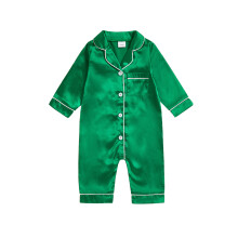 (12-18 Months, Green) Dziecięcy kombinezon piżama jednokolorowy z guzikami, długie rękawy, dla dziewczynek i chłopców, odzież domowa