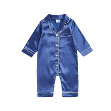 (12-18 Months, Blue) Dziecięcy kombinezon piżama jednokolorowy z guzikami, długie rękawy, dla dziewczynek i chłopców, odzież domowa