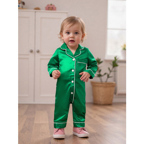 (6-12 Months, Green) Παιδικές Μονόχρωμες Πιτζάμες Κορίτσια Αγόρια 2