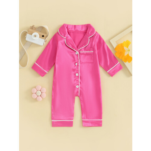 (6-12 Months, Rose Red) Παιδικές Μονόχρωμες Πιτζάμες Κορίτσια Αγόρια 1