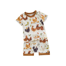 (3-6 Months, White) Spodenki dla dziewczynki, 2 szt., T-shirt z kurą, krótki rękaw, lato