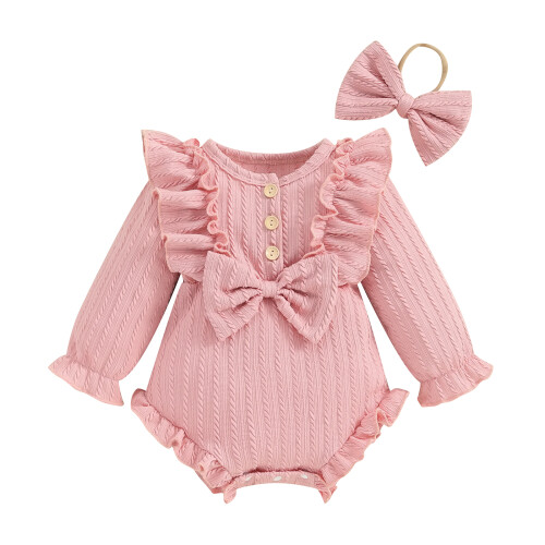 (1-3M, Pink) Φθινοπωρινό ολόσωμο με και κουμπιά.