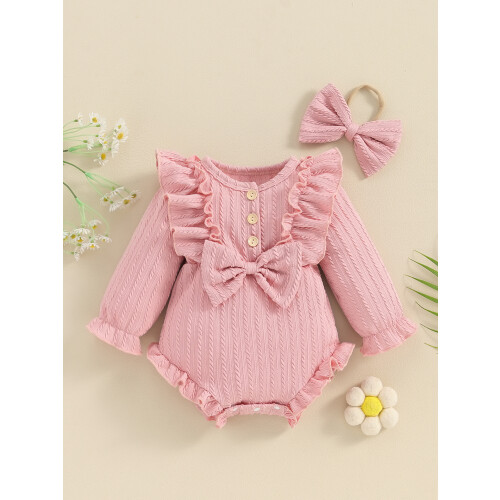 (3-6 Months, Pink) Φθινοπωρινό ολόσωμο με και κουμπιά. 1