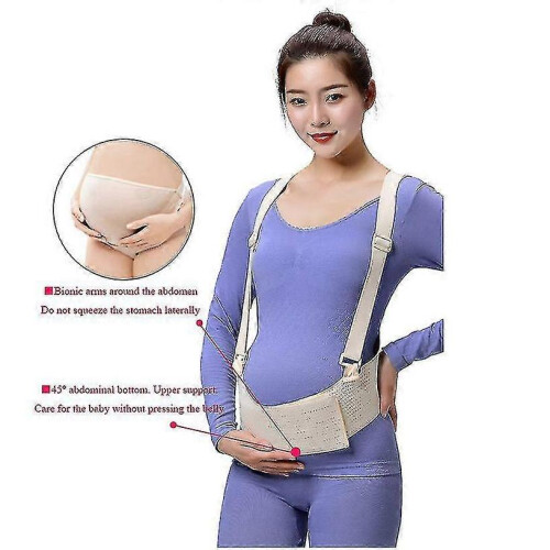 (L,BEIGE)Pregnancy Support Maternity Belt With Shoulder Strap 1