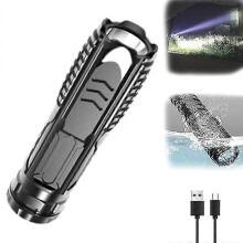 Flashlight, Multifunctional Rechargeable Flashlight High Tech Flashlight, Waterproof Flashlight (Black 1Pcs)
