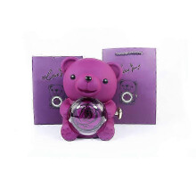 (Purple bear box)Christmas Teddy Bear Jewelry Box With Love You Envelope Necklace Eternal Rose Flower for Girl Mother's Day