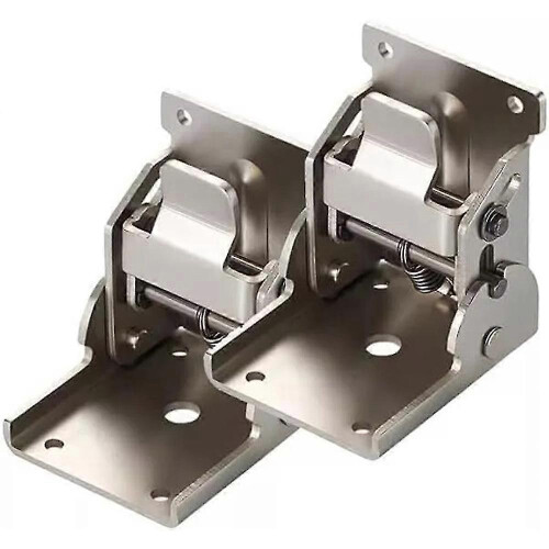 (2pcs, silver) 2/4pcs 90 Degrees Self-Locking Folding Hinge Anti-Corrosion Invisible Connector - Ri