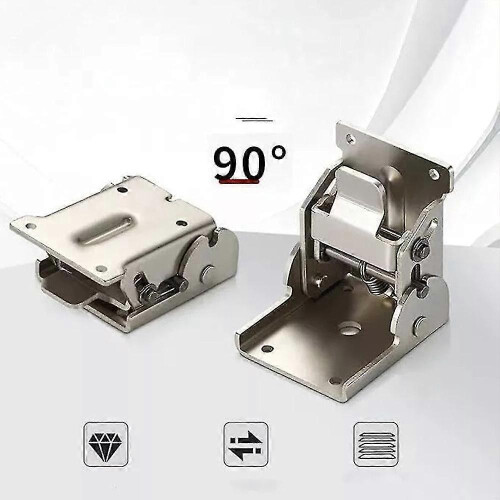 (4pcs, silver) 2/4pcs 90 Degrees Self-Locking Folding Hinge Anti-Corrosion Invisible Connector - Ri 2