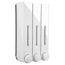 (triple white) 3 Chamber Water-resistant Wall Mount Soap And Shower Dispenser Hand Foam Dispenser Home Hotel Bathroom
