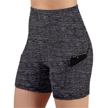 (S, Hemp Ash) Women's High Waisted Bike Shorts With 2 Side Pockets Workout Running Yoga Shorts For Yoga Exercise Fitness