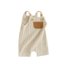 (3-6 Months, Khaki) Combinaison bébé unisexe, poches contrastées, boutons, sans manches, vêtements d'été décontractés