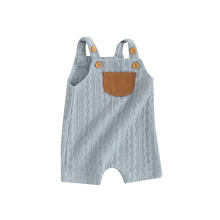 (6-12 Months, Blue) Combinaison bébé unisexe, poches contrastées, boutons, sans manches, vêtements d'été décontractés