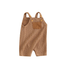 (6-12 Months, Brown) Combinaison bébé unisexe, poches contrastées, boutons, sans manches, vêtements d'été décontractés