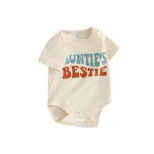 (12-18 Months, Apricot) Romper do Chailíní agus Buachaillí, Muinchille Gearra, Éadaí Samhraidh