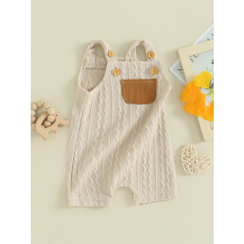 (6-12 Months, Khaki) Combinaison bébé unisexe, été décontracté 2