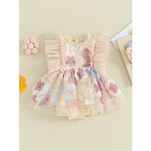 (6-12 Months, Beige) Gúna Romper do Éadaí Ócáideacha 1