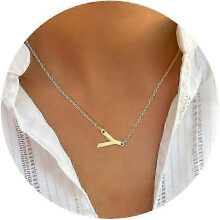 (Y)Gold Initial Necklaces for Women - 14k Gold Plated Big Letter Pendant Necklaces for Women Trendy Jewelry Gifts