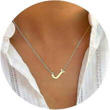 (J)Gold Initial Necklaces for Women - 14k Gold Plated Big Letter Pendant Necklaces for Women Trendy Jewelry Gifts