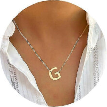(G)Gold Initial Necklaces for Women - 14k Gold Plated Big Letter Pendant Necklaces for Women Trendy Jewelry Gifts