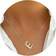 (E)Gold Initial Necklaces for Women - 14k Gold Plated Big Letter Pendant Necklaces for Women Trendy Jewelry Gifts