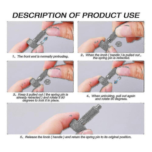 2 Pcs Hand Retractable Spring Plunger Stainless Steel Lock Out M6 Type Quick Release Pins for Rolling Toolbox Packout - Pengj 1