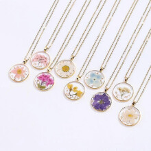 (October)Birth Flower Necklaces For Women - Month Flower Necklace - Handmade Pressed Flower Necklace - Unique Holiday Gift - Valentine's Day Gift