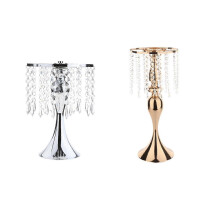 2x Crystal Tassel Candle Holder Pillar Candle Table Centerpiece for Wedding