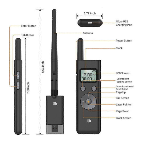 Wireless Powerpoint Presentation Ppt Pointer Clicker Presenter Lcd Display Green Light Rf Remote Co 1