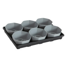 Thickened 6 Cell Round Nursery Pots Tray with 6 Inch Pots, Stable Support and Balanced Drainage for Indoor and Outdoor Seedling Gardening