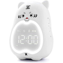 (White-Tiger) Kids Alarm Clock, Cute Tiger Wake up Light SleepTrainerClock, Tiger Bedroom Decor Alarm Clock Night Light,Birthday Gift for Boys Girls