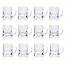 12PCS Mini Beer Mug & Shot Glass Set - Premium Clear Steins with Handles for Shots, Beers & Whiskey Tasting - Perfect for Festive Birthday BBQs, Bar P