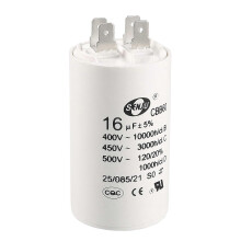 Condensatore di avviamento CBB60 16uF 450V AC a doppio inserto 50/60Hz cilindrico 72x40mm bianco per compressore d'aria, pompa dell'acqua e motore.